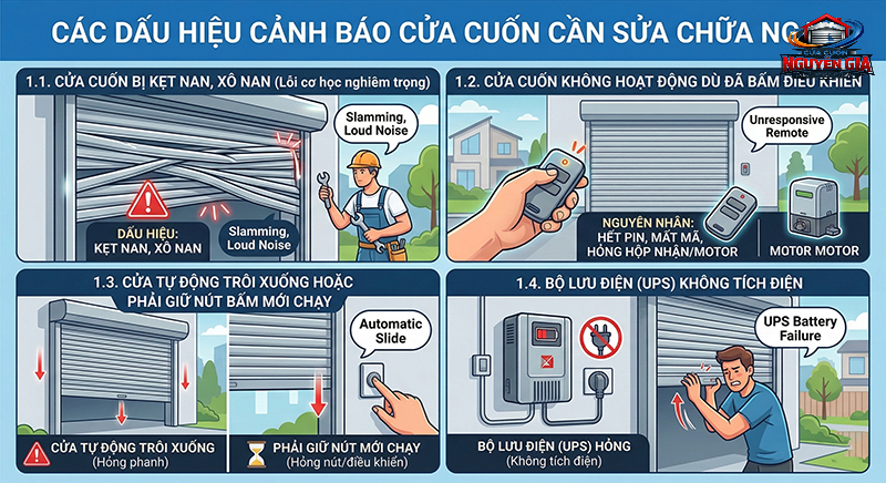 Các dấu hiệu cảnh báo cửa cuốn cần sửa chữa ngay