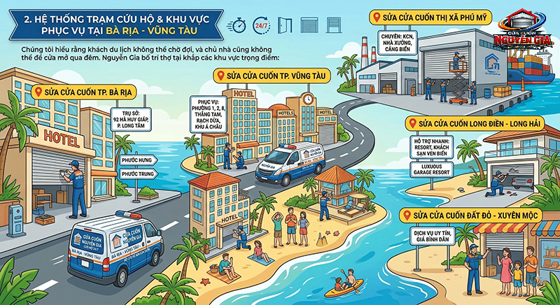 HỆ THỐNG TRẠM CỨU HỘ & KHU VỰC PHỤC VỤ TẠI BÀ RỊA - VŨNG TÀU - Cửa Cuốn Nguyễn Gia