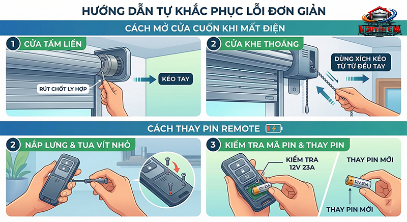 Hướng Dẫn Tự Khắc Phục Lỗi Đơn Giản - Cửa Cuốn Nguyễn Gia