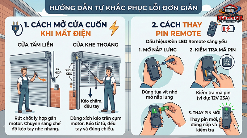 Hướng Dẫn Tự Khắc Phục Lỗi Đơn Giản - Cửa Cuốn Nguyễn Gia