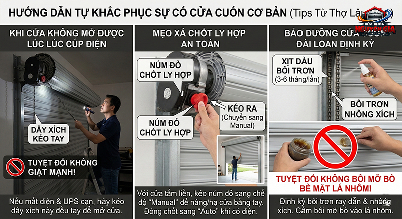 Hướng Dẫn Tự Khắc Phục Sự Cố Cửa Cuốn Cơ Bản (Tips Từ Thợ Lâu Năm)