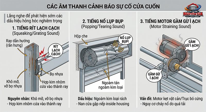 Tiếng rít chói tai từ ray dẫn hướng là báo hiệu các kẹp nhựa định vị đã hỏng, nếu không thay thế sớm sẽ dẫn đến xô nan toàn bộ