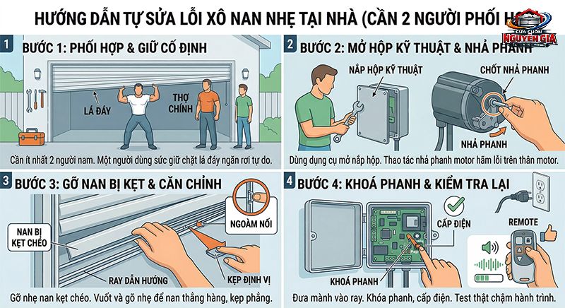 Việc tự khắc phục lỗi xô nan nhẹ đòi hỏi sự phối hợp nhịp nhàng và kỹ thuật nhả phanh motor để giải phóng lực kẹp