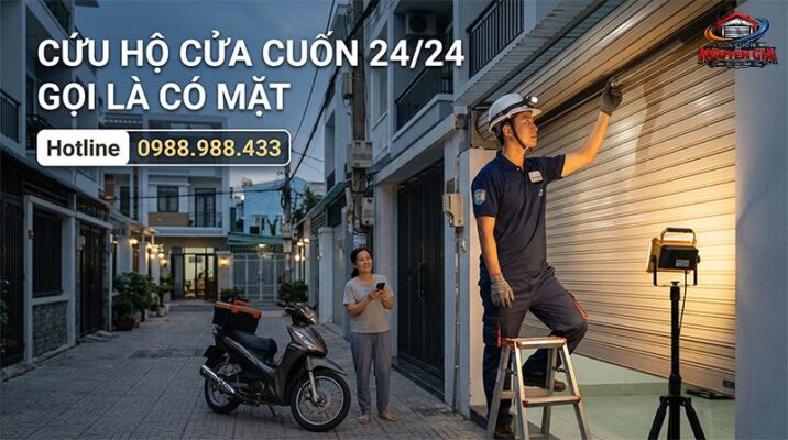 Dịch vụ cứu hộ cửa cuốn 24/24 sẵn sàng hỗ trợ khách hàng mọi lúc, mọi nơi, đảm bảo an toàn tuyệt đối