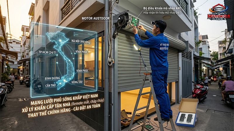 Dịch vụ thợ sửa chữa thay thế bo mạch cửa cuốn tận nhà 24/7