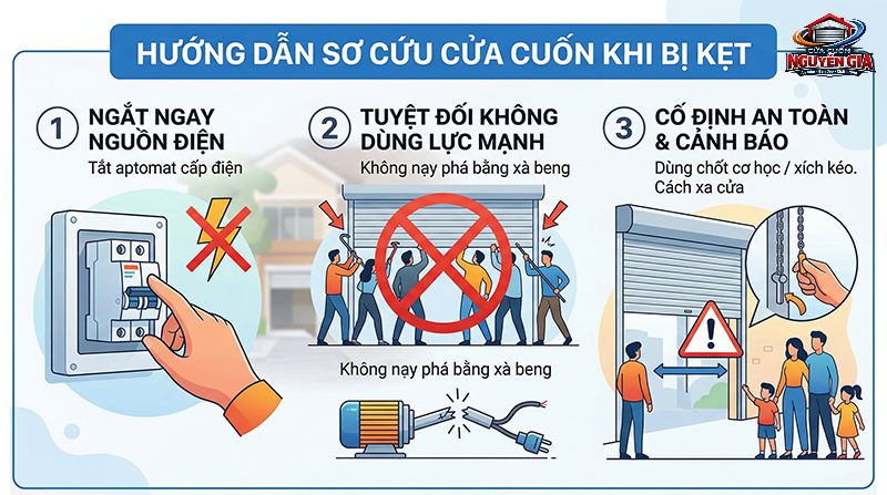 Ngắt điện ngay khi cửa có dấu hiệu lạ là cách tốt nhất để bảo vệ motor và đảm bảo an toàn cho gia đình