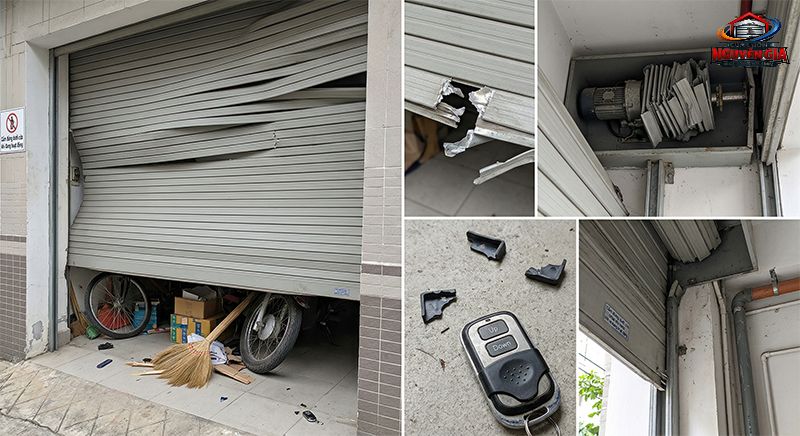 Va chạm vật cản mà cảm biến đảo chiều không hoạt động là nguyên nhân chính gây ra tình trạng xé ngoàm và đứt nan cửa