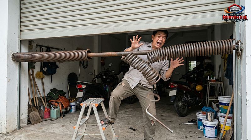 Việc tự căng lò xo tại nhà rất nguy hiểm do lực đàn hồi cực lớn có thể gây sát thương nghiêm trọng