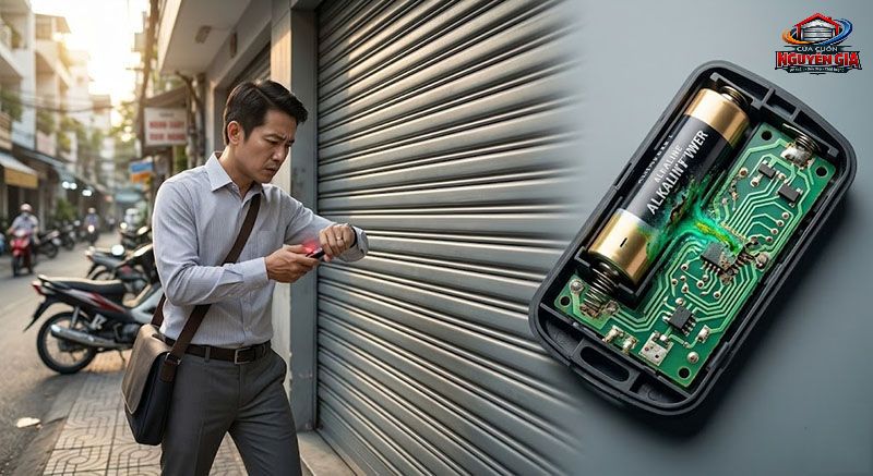 Remote cửa cuốn hết pin đột ngột gây ra nhiều phiền toái và lo lắng về an ninh cho gia chủ