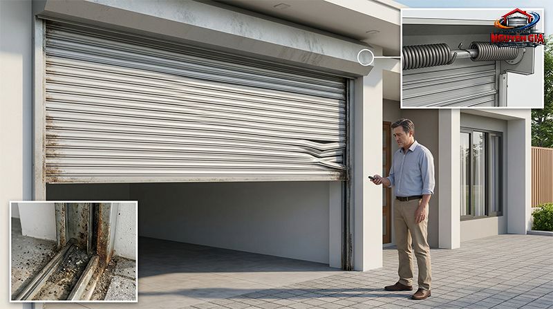 Cửa cuốn bị kẹt nan do va chạm vật lý hoặc ray dẫn hướng lâu ngày không được bảo trì