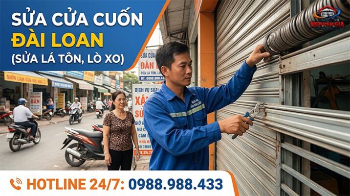 Dịch vụ sửa chữa cửa cuốn Đài Loan chuyên nghiệp, xử lý dứt điểm tình trạng đứt lò xo và kẹt lá tôn