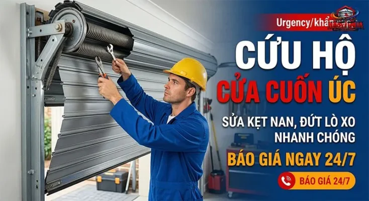 Dịch vụ sửa chữa cửa cuốn Úc chuyên nghiệp, xử lý dứt điểm các lỗi kẹt nan, đứt lò xo và hỏng motor tấm liền